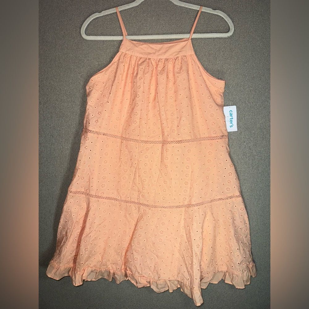 Carter's size xl Coral peachy Eyelet Kids Dress